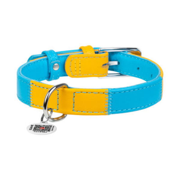 WauDog (ВауДог) Glamour "Colors of Freedom" - Ошейник для собак кожаный (Ш 35 мм, Длин 46-60 см) L