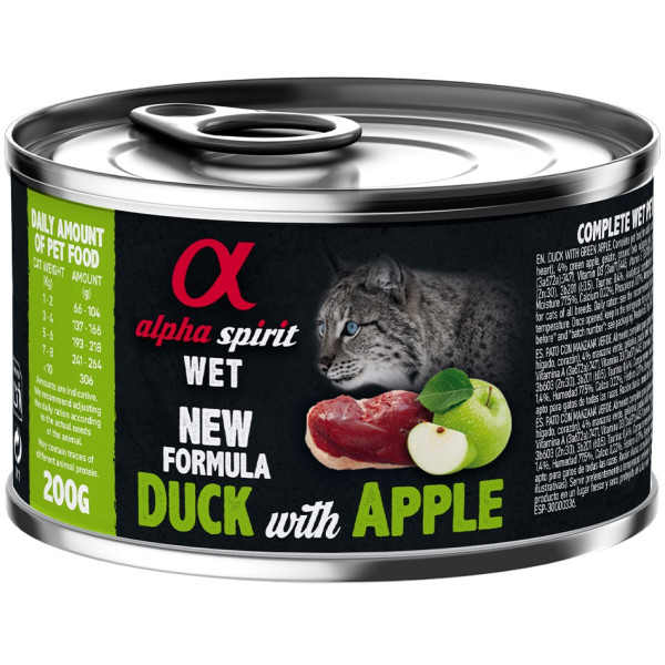 Alpha Spirit (Альфа Спирит) Duck With Green Apple - Влажный корм для кошек с уткой и зеленым яблоком 200 г