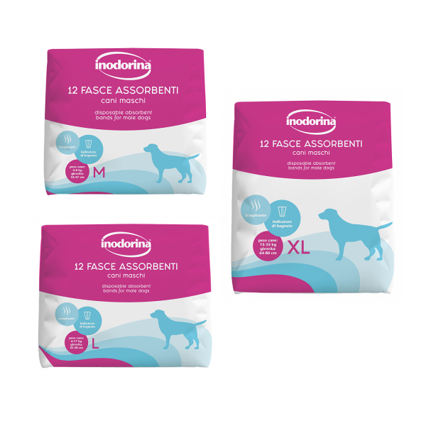 Inodorina (Инодорина) Pannolini Fasce Assorbenti Cani Maschi XL - Гигиенический абсорбирующий пояс для кобелей с индикатором влажности 12 шт