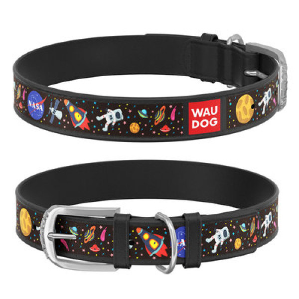 Нашийник, "NASA", Ш 15 мм, Дл 27-36 см, Чорний, S, WAUDOG Design с QR