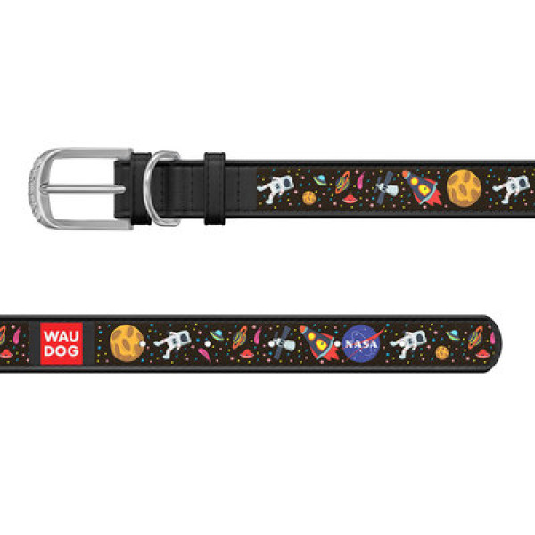 Нашийник, "NASA", Ш 25 мм, Дл 38-49 см, Чорний, L, WAUDOG Design с QR
