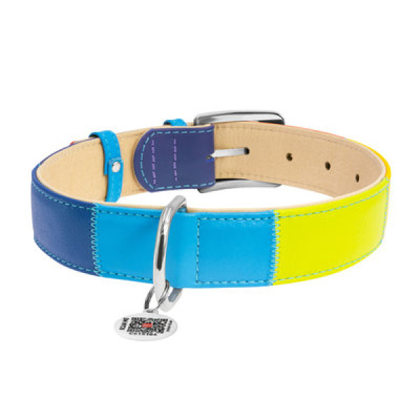 WauDog (ВауДог) Glamour "Радуга" - Ошейник для собак кожаный (Ш 25 мм, Длин 38-49 см) L