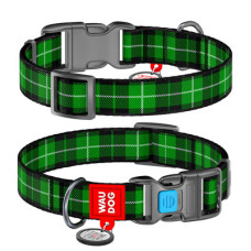 Нашийник, "Шотландка зелена", пласт. фастекс, Ш 15 мм, Дл 23-35 см, S, WAUDOG Nylon c QR