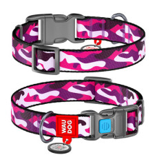 Нашийник, "Рожевий камо", пласт. фастекс, Ш 15 мм, Дл 23-35 см, S, WAUDOG Nylon c QR