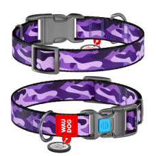 Нашийник, "Фіолітовий камо", пласт. фастекс, Ш 25 мм, Дл 35-58 см, XL, WAUDOG Nylon c QR