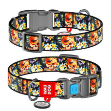 Нашийник, "Гламурні черепа", пласт. фастекс, Ш 15 мм, Дл 23-35 см, S, WAUDOG Nylon c QR