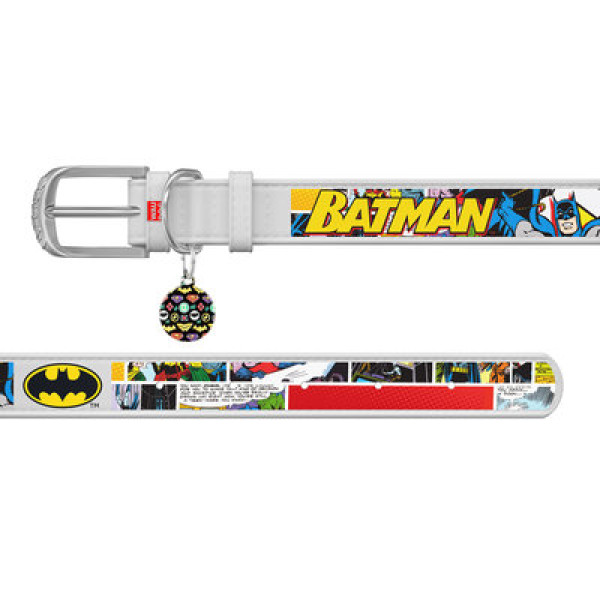 Нашийник, "Бетмен 1", Ш 35 мм, Дл 44-58 см, белый, XL, WAUDOG Design с QR