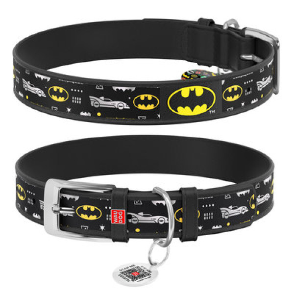 Нашийник, "Бетмен 3", Ш 15 мм, Дл 26-35 см, Чорний, S, WAUDOG Design с QR