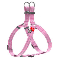 Шлея светоотражающая, пласт. фастекс, Ш 25 мм, ОГ 60-90 см, ОШ 60-90 см, розовый, L, WAUDOG Re-cotton с QR