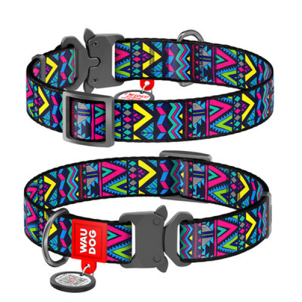 Нашийник, "Інді", метал. пряжка-фастекс, Ш 20 мм, Дл 24-40 см, M, WAUDOG Nylon c QR