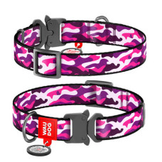 Нашийник, "Рожевий камо", метал. пряжка-фастекс, Ш 15 мм, Дл 23-35 см, S, WAUDOG Nylon c QR