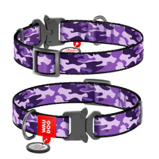 Нашийник, "Фіолітовий камо", метал. пряжка-фастекс, Ш 15 мм, Дл 23-35 см, S, WAUDOG Nylon c QR