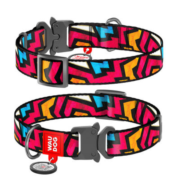 Нашийник, "Графіті", метал. пряжка-фастекс, Ш 20 мм, Дл 24-40 см, M, WAUDOG Nylon c QR