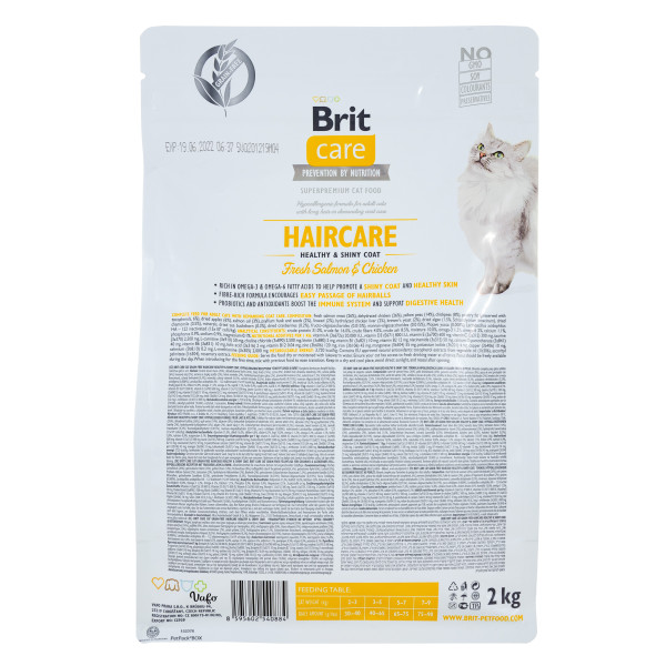 Brit Care (Бріт Кеа) Haircare Healthy & Shiny Coat - Сухий беззерновий корм для кішок з довгою шерстю 2 кг