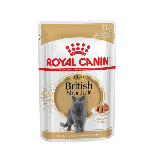 Royal Canin (Роял Канiн) British Shorthair Pouches Adult Poultry - Вологий корм для дорослих котів породи британська короткошерста шматочки в соусі з м’ясом птиці 85 г