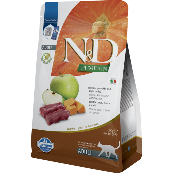 Farmina (Фармина) Cat N&D Pumpkin Grain Free Venison & Apple Adult - Сухой корм для взрослых кошек с тыквой, олениной и яблоком 300 г