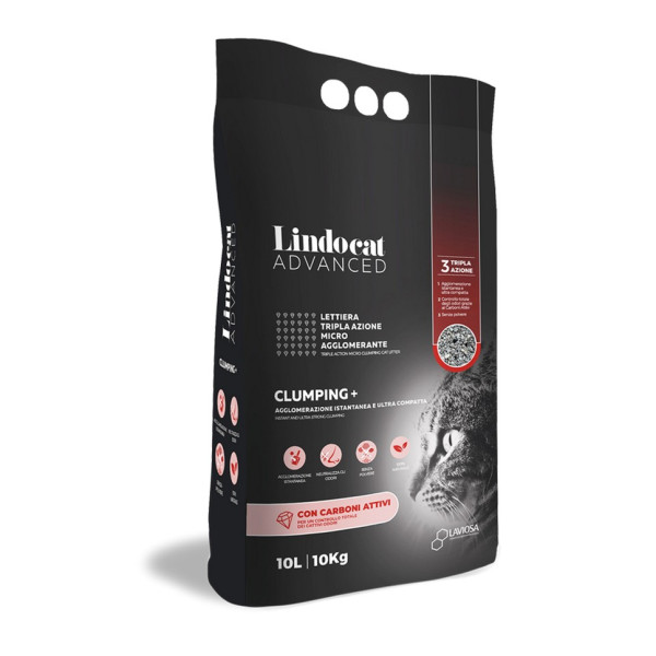 Lindocat (Ліндокет) Advanced Clumping + Active Carbon - Наповнювач для котячих туалетів бентонітовий білий з активованим вугіллям 10 л