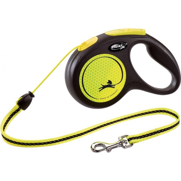FLEXI NEW NEON BLACK/YELLOW (5 М; ДО 20 КГ) повідець-рулетка для собак - M