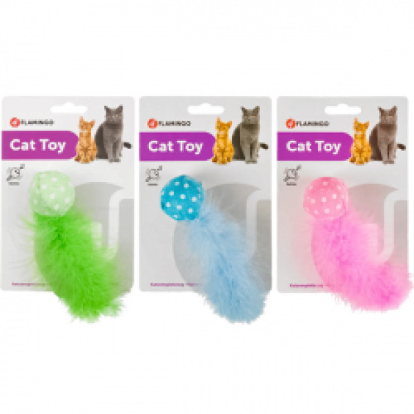 Flamingo (Фламинго) Toy Polka Ball Multiple colours - Игрушка мяч с хвостом для котов, цвет ассорти, 4х4х14 см