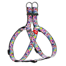 Шлея анатомическая, "Волшебные цветы", пласт. фастекс, Ш 15 мм, ОГ 40-55 см, ОШ 40-55 см, S, WAUDOG Nylon c QR