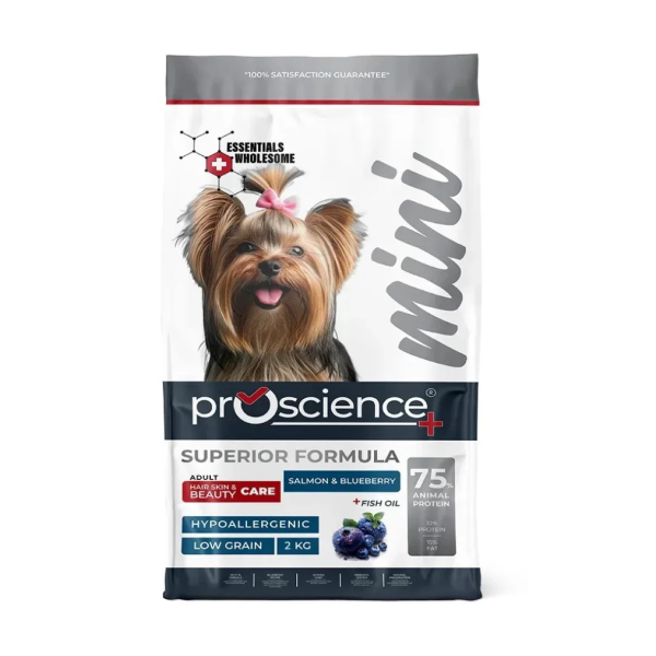 ProScience (ПроСайнс) Dog Salmon & Blueberry Hypoallergenic Skin & Coat Adult Mini - Сухой гипоаллергенный корм для взрослых собак мелких пород с чувствительным пищеварением с мясом лосося, черникой и рисом 2 кг