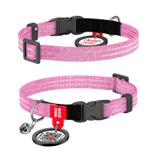 WAUDOG (ВАУДОГ) Re-cotton ошейник для кошек из восстановленного хлопка с QR паспортом светоотражающий пластиковый фастекс розовый XS 20-30 см