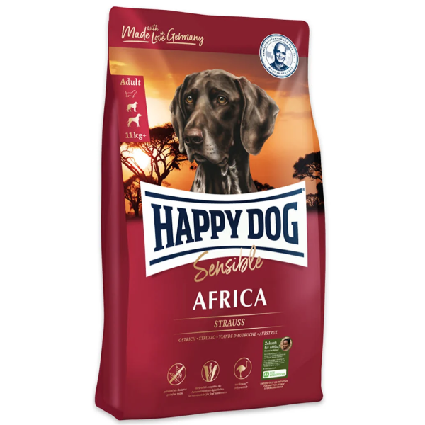 Happy Dog (Хепи Дог) Grain Free Straus Sensible Africa Adult Medium & Maxi - Сухой беззерновой корм для взрослых собак средних и больших пород при пищевой аллергии с мясом страуса 12.5 кг