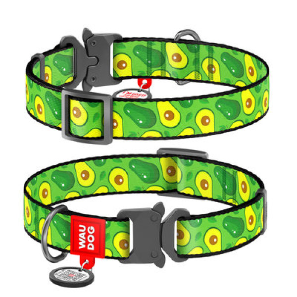 Нашийник, "Авокадо", метал. пряжка-фастекс, Ш 25 мм, Дл 31-49 см, L, WAUDOG Nylon c QR