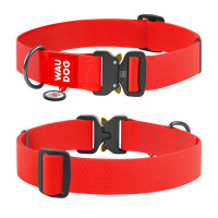 Ошейник WAUDOG (Ваудог) Waterproof с QR паспортом - Ошейник для собак водостойкий, металлическая пряжка-фастекс, красный, (Ш 40 мм, Д 46-70 см) XXL