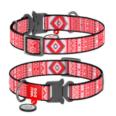 Нашийник, "Етно Червоний", метал. пряжка-фастекс, Ш 15 мм, Дл 23-35 см, S, WAUDOG Nylon c QR