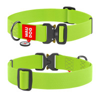 WAUDOG (Ваудог) Waterproof с QR паспортом - Ошейник для собак водостойкий, металлическая пряжка-фастекс, салатовый, (Ш 40 мм, Д 46-70 см) XXL