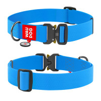 WAUDOG (Ваудог) Waterproof з QR паспортом - Нашийник для собак водостійкий, металічна пряжка-фастекс, блакитний, (Ш 40 мм, Д 43-70 см)  XXL