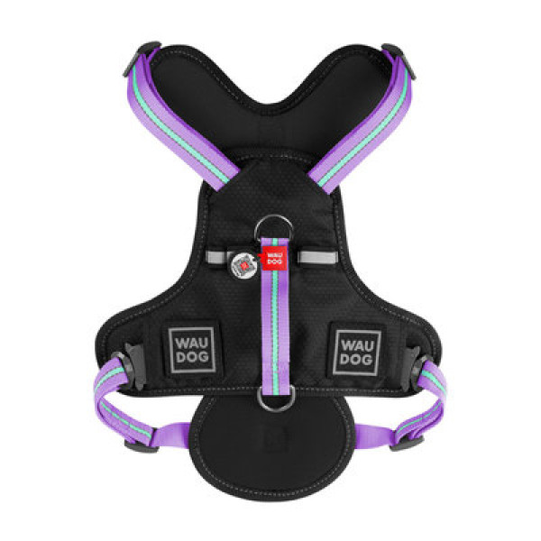 Шлея, метал. пряжка-фастекс, Ш 25 мм, ОШ 60-95 см, ОГ 80-100 см, фиолетовый, XL, WAUDOG Nylon c QR