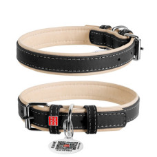 WauDog (ВауДог) Soft - Нашийник для собак шкіряний чорний (Ш 15 мм, Дов 27-36 см) S