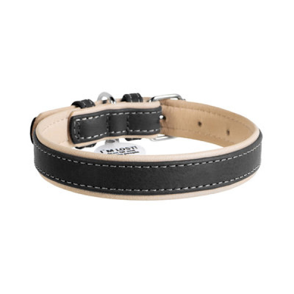 WauDog (ВауДог) Soft - Ошейник для собак кожаный черный (Ш 20 мм, Длин 30-39 см) M