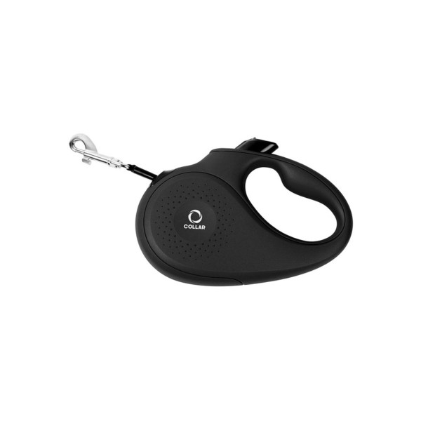 Collar (Колар) Black - Поводок-рулетка для собак черная со светоотражающей лентой (В 15 кг, Дл 5 м) размер S