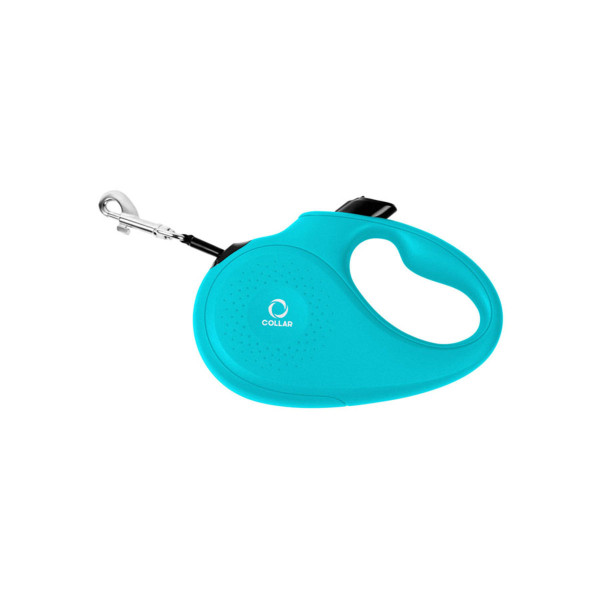 Collar (Колар) Blue - Поводок-рулетка для собак голубая со светоотражающей лентой (В 15 кг, Дл 5 м) размер S