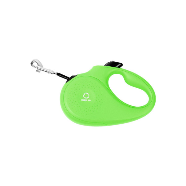 Collar (Колар) Light green - Поводок-рулетка для собак салатовая со светоотражающей лентой (В 15 кг, Дл 5 м) размер S