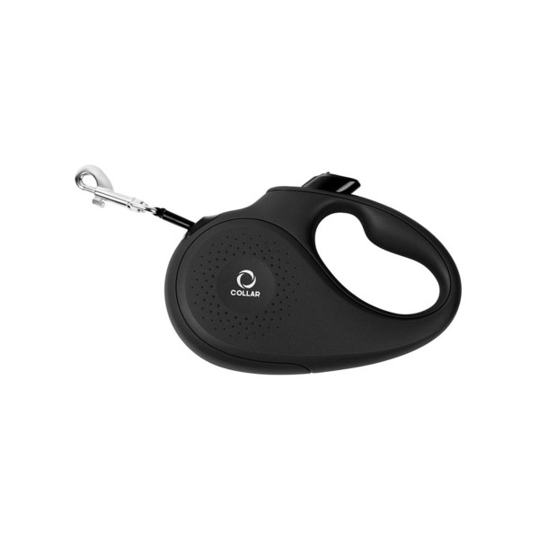 Collar (Колар) Black - Поводок-рулетка для собак черная со светоотражающей лентой (В 25 кг, Дл 5 м) размер M