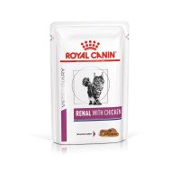 Royal Canin (Роял Канин) Cat Renal Feline Pouches Adult Chicken - Влажный лечебный корм для взрослых котов для поддержания функции почек в случае почечной недостаточности с мясом курицы 85 г