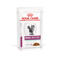 Royal Canin (Роял Канин) Cat Renal Feline Pouches Adult Fish - Влажный лечебный корм для взрослых котов для поддержания функции почек в случае почечной недостаточности с мясом рыбы 85 г