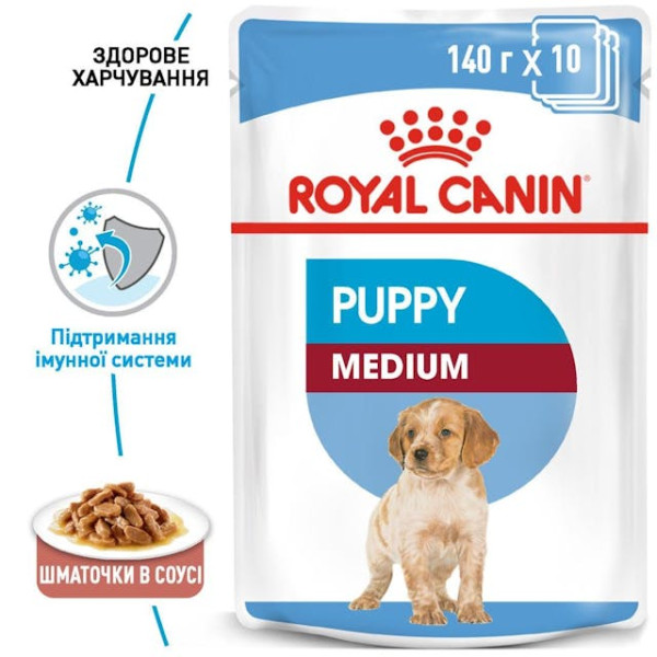 Royal Canin (Роял Канiн) Medium Puppy Pouches Poultry - Вологий корм для цуценят середніх порід з м’ясом птиці 140 г