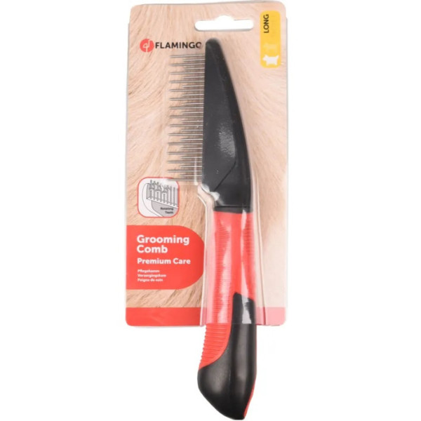 Flamingo (Фламинго) Comb rotating Short/long Premium Care - Расческа для собак с вращающимися зубцами разной длины 21x2-1.5 см
