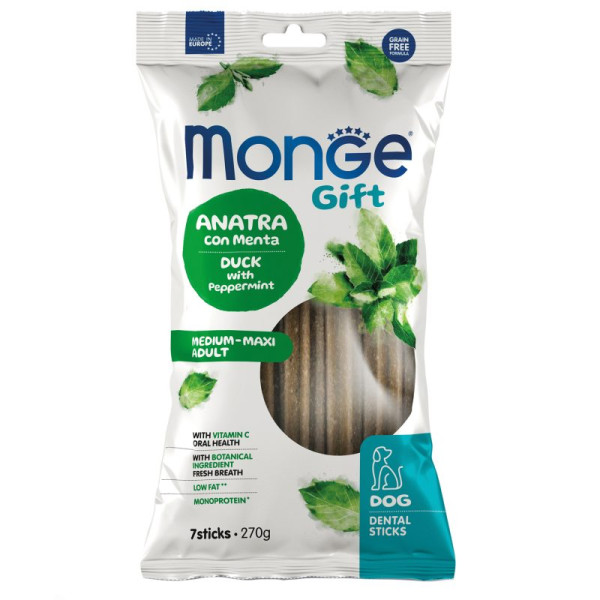 Monge (Монж) Gift Dog Grain Free Duck & Mint Adult Medium & Maxi - Лакомство беззерновое для взрослых собак средних и больших пород с мясом утки и мятой 270 г