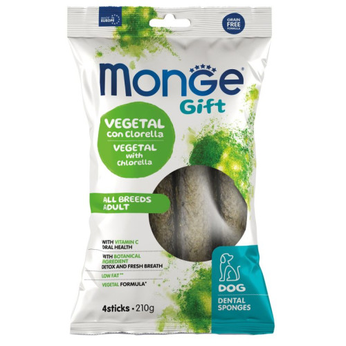 Monge (Монж) Gift Dog Grain Free Vegetal & Chlorella Dental Vegan Adult All Breeds - Ласощі беззернові для дорослих собак усіх порід для здоров’я ротової порожнини веганська формула хлорела з перцевою м’ятою 210 г