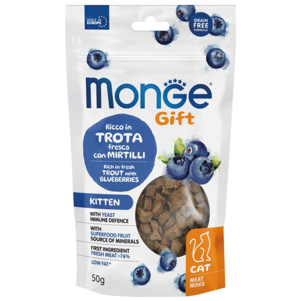 Monge (Монж) Gift Cat Grain Free Trout & Blueberry Kitten - Лакомство беззерновое для котят с мясом форели и черникой 50 г