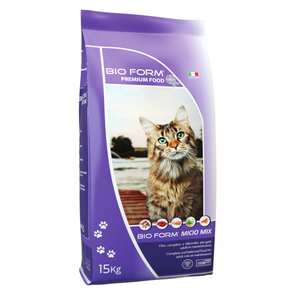 Bio Form (Біо Форм) Cat Premium Food Micio Mix – Сухий корм для котів з куркою, рибою та овочами 15 кг