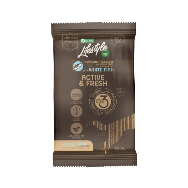 Nature's Protection Lifestyle (Нейчерс Протекшн Лайвстайл) Grain Free White fish Active & Fresh - Беззерновые лакомства для собак 150 г