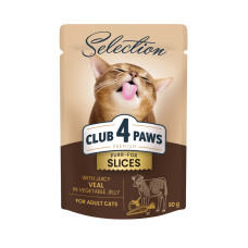 Club 4 Paws Selection Premium Veal & Vegetables - Влажный корм для котов с мясом телятины и овощами 80 г