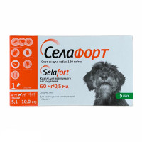 Selafort (Селафорт) - Капли на холку для собак от блох, клещей и гельминтов от 5,1 до 10 кг